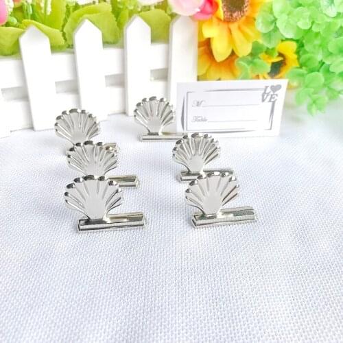 12PCS Wedding Table Decor Silver Scallop Place Card Holders/Photo Holder Birthday Party Decoration Favors