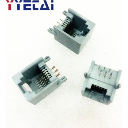 20PCS RJ11 Gray 6P6 Phone Jack RJ12 Socket Crystal Socket 6P6C 6 Pin Crystal Socket DD