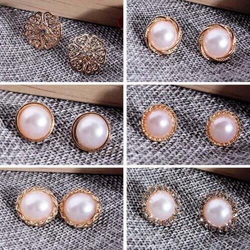 2021 Pendientes Mujer Moda Earings And The Set Auger Golden Pearl Earrings Suit Covered 6 Times Round Wholesale