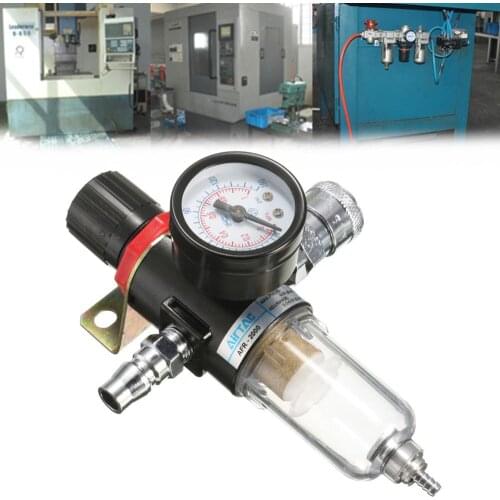 AFR-2000 1/4" Air Compressor Filter Water Separator Trap Tools Kit Regulator Gauge