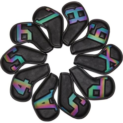 White Waterproof PU Golf Club Iron Cover Golf Iron Head Covers Golf Club Iron Headovers Wedges Covers 10pcs/set