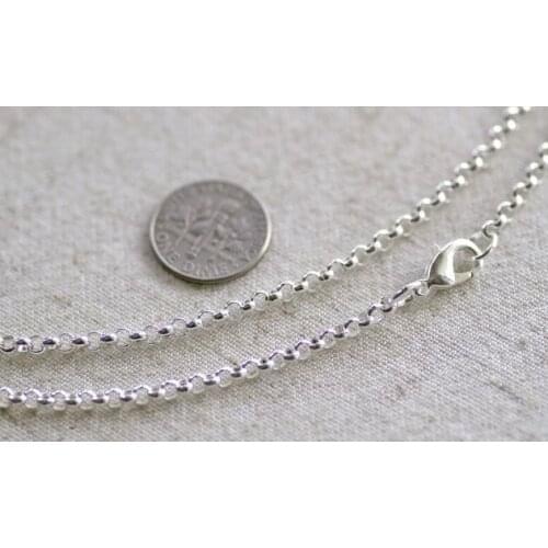 Free shipping!!!! 100 pcs/lot Silver Plated Rolo Necklace Chain Blank with lobster clasp 32"L