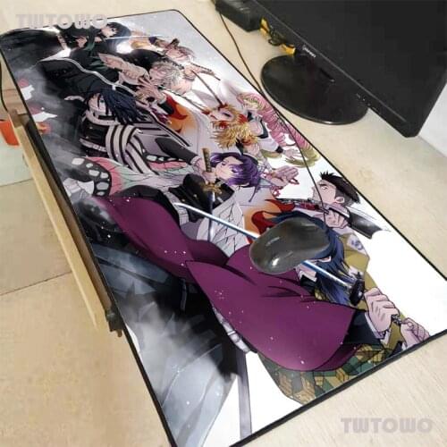 Anime Demon Slayer Kimetsu No Yaiba Locking Edge Large Natural Rubber Mouse Pad Waterproof Desk Mousepad Keyboard Mat