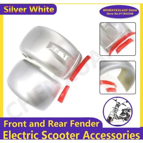 Silver White 10x6.00-5.5 10x6.00-6 Citycoco Fender Shell Flaps Front and Rear Fender Mudguards with Taillight Reminder