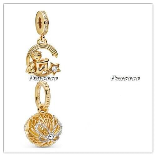 925 Sterling Silver Charm Gold Color Openwork Butterflies Pendant Beads Fit Pandora Bracelet & Necklace Diy Jewelry