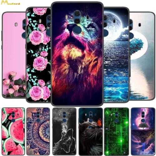 For Huawei Mate 10 Pro Case Lion TPU Soft Bumper For Huawei Mate 10 Lite Case Black Silicone Back Cover Mate10lite 10Pro Coques