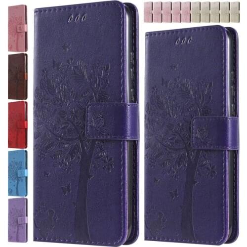 Cute Cat Tree Flip Phone Case For Huawei Honor 4A 4X 5X 6X 6A 6C 7i View 20 Solid Color Flip Leather Wallet Lady Capa Bags O06F