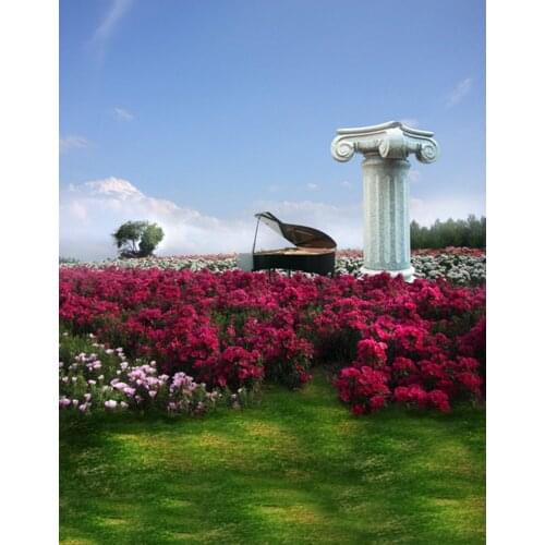 5x7ft Piano Pillar Flowers Photography Backdrops Photo Props Studio Background
