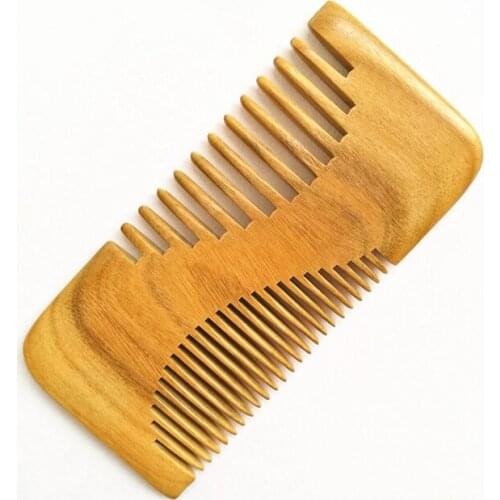 MC Natural Sandalwood Comb Wood Anti-Static Handmade Pockets Mustache Two Sides Fine and Wide Tooth Combs For Men Hair Brushes