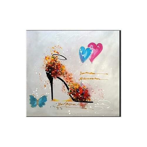 Oil painting Modern Abstract Pure Hand Painted Frameless Decorative Painting The High Heels Painting on Canvas Wall Decor