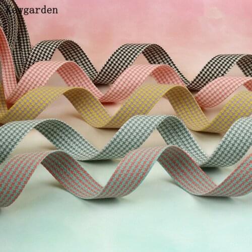 Kewgarden Houndstooth Fabric Layering Cloth Ribbon 2" 1" 10mm 25mm 50mm DIY Hairbow Accessories Handmade Tape Webbing 10 Yards