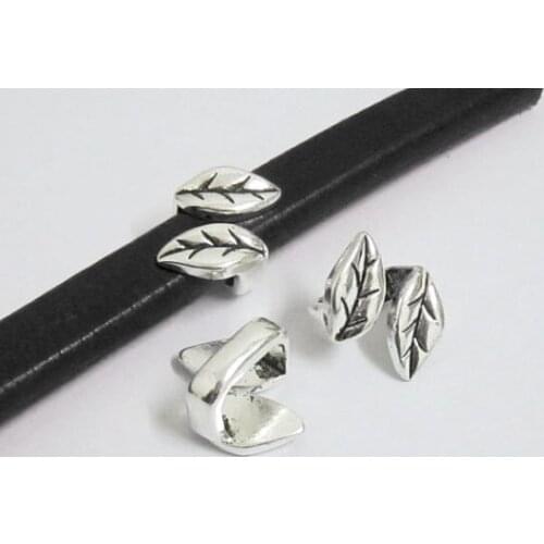 10x6mm Licorice Twine Leaf slider Licorice leather findings -LF47