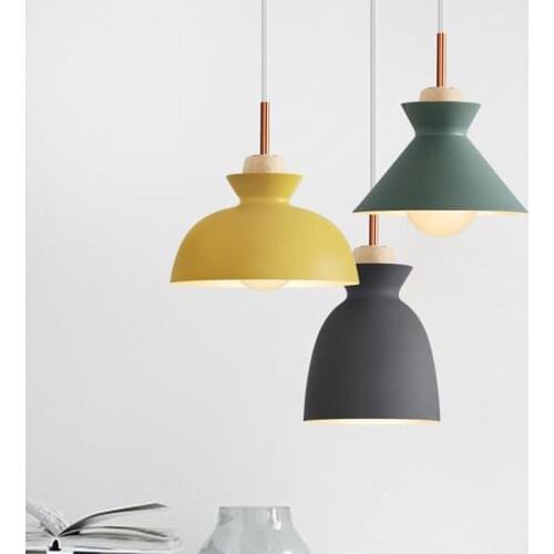 Nordic Metal Hanging Lights E27 Bulb Modern Simple Cafe Bar Dining Room Bedroom Pendant Lamps Kitchen Fixtures Lighting PL604