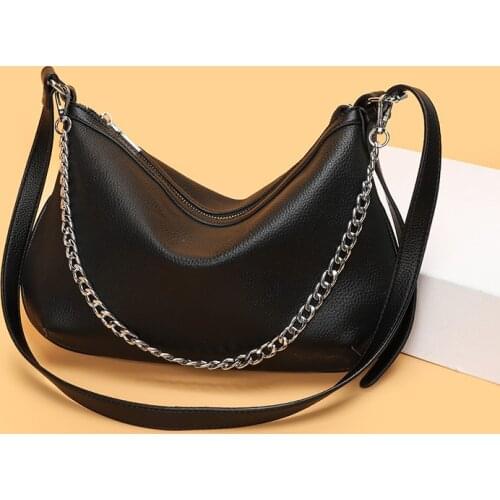 Fashion High Capacity Genuine Leather women Messenger bag Chain Shoulder Bags Womens bag High Quality cowhide Ladies Handbag