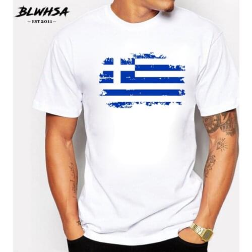 The Summer Greece Flag Men T shirts 100% Cotton Short Sleeve Fans Nostalgia Greece Flag Style T-shirts For Men