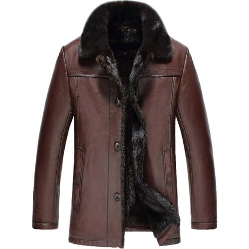 Genuine Leather Jacket Natural Mink Fur Coat Winter Jacket Men Real Goatskin Coats Luxury Mens Jackets Chaqueta Hombre MY1717