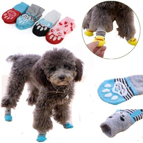 Pet Dog Shoes Knit Socks Socks Sapato Cute Winter Shoes for Dogs Cotton Anti-Slip Cat Shoes Indoor Wear Slip on Paw Protector