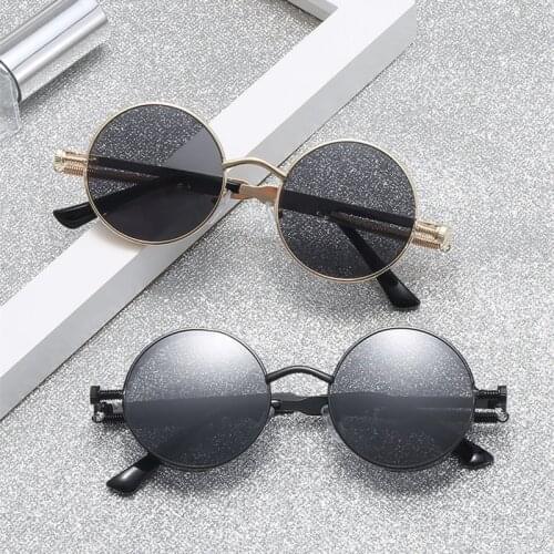 Vintage Retro Polarized Steampunk Sunglasses Fashion Metal Round Mirrored Eyewear Men Circle Sun Glasses UV400