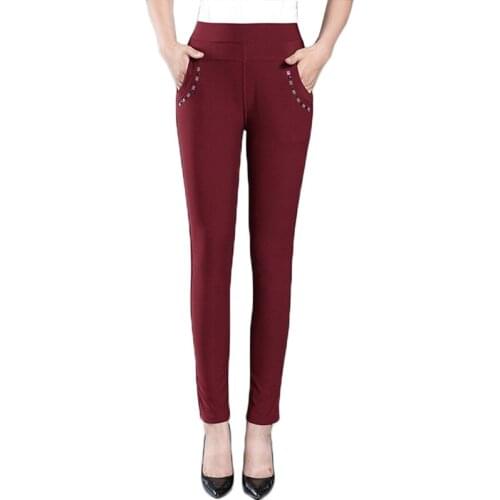 Autumn Women Trousers Fashion Middle-aged Slim Plus Size 4XL Elastic Waist Pencil Pants Winter Plus Velvet Warm Casual Pants