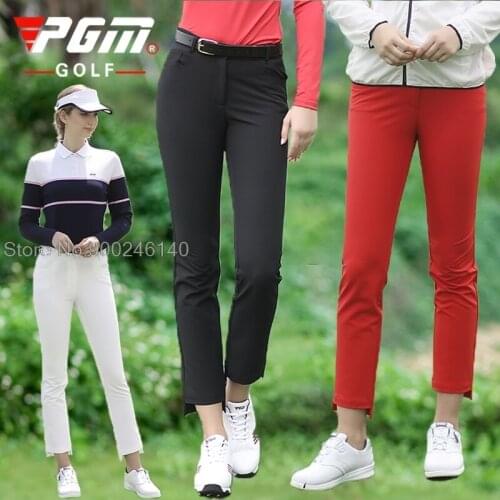 Pgm Golf Clothes Women High Elastic Golf Pants Slim Sports Trouser Ladies 3/4 Golf Tennis Pant Ankle Length Sportswear XS-XL