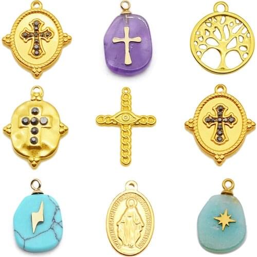 3pcs/lot 100% Stainless Steel Virgin Maria Tree of Life Pendant Cross DIY Jewelry Charm Wholesale Factory Price Top Quality