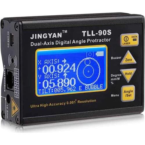 TLL-90S Professional LCD Display Meter 0.005 Dual-axis Digital Laser Level Inclinometer Angle Protractor 100-240V 50-60Hz