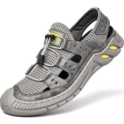 Mens Sandals 2021 Western mens Shoes 2021 New Summer Sandals Male Camel Leather Baotou Beach Shoes Men Casual Shoes Surface