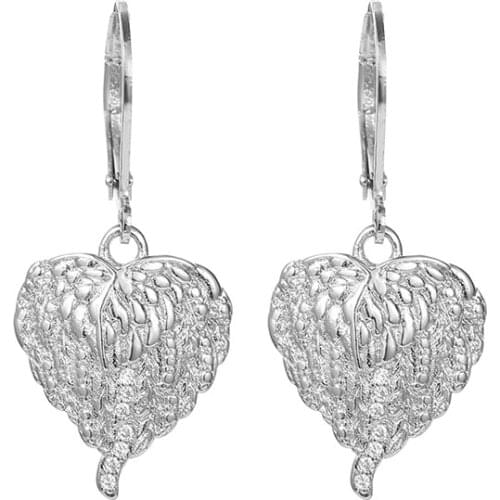 New 925 Sterling Silver Earrings Angel Wings Earrings For Women Charm Jewelry Gift