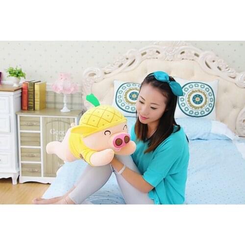 Cute yellow pineapple pig toy plush lying pig doll gift about 50cm 0010