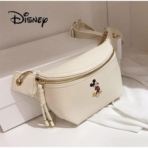 Disney Cartoon Mickey Mouse Women Messenger Bag Women Shoulder Bags 33CM Mini PU Girl Waist Pack Chest Bag Mobile Phone Package