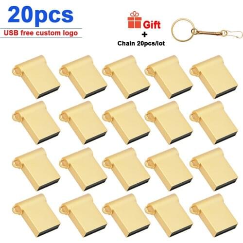 20pcs/lot custom logo USB Flash Drive 64GB 32GB 16GB Pen Drive Flash metal Storage Flash Drive Memory Stick cel usb For wedding