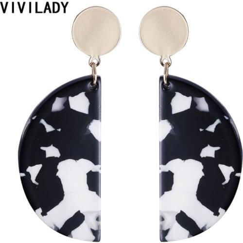 VIVILADY Fashion Moon Round Acrylic Drop Dangle Earrings Women Geometric Acetic Acid Turtle Shell Boho Bridal Jewelry Gifts