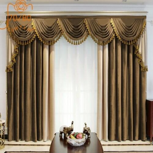 European-style High-end Matching Flannel Thickened Blackout Curtains for Living Room and Bedroom Customized Finished Valance