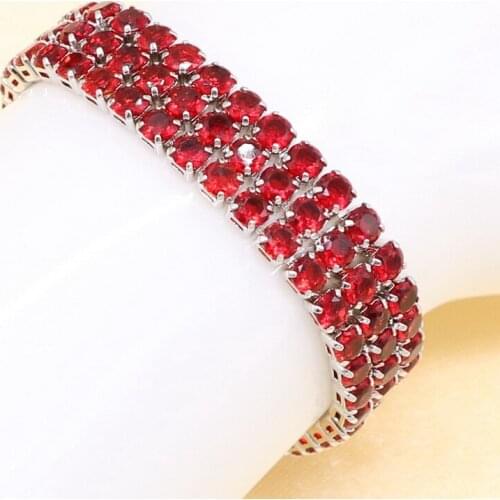 Xutaayi Red Bracelet AAA+ Quality Silver Color Red Garnet Bracelet Length 19.5CM Optional 4-Color For Women wedding Decoration