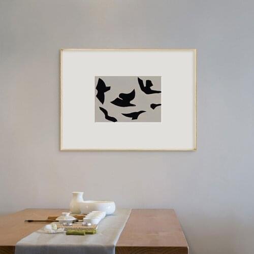 Japanese homestay art style abstract black and white bird porch living room murals poster print canvas decorative painting