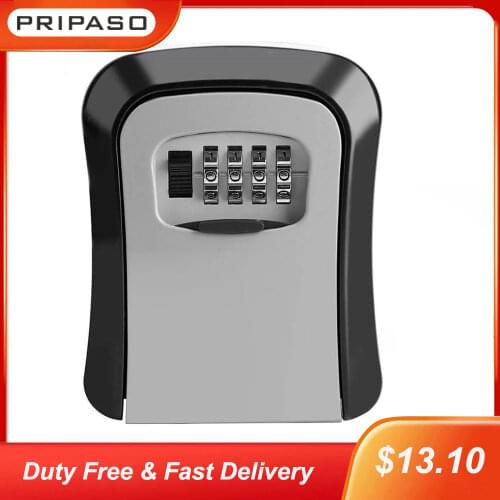 4 Digit Combination Key Lock Box Wall Mount Safe Security Secret Storage Case Organizer Aluminum Alloy Door Lock Indoor Outdoor
