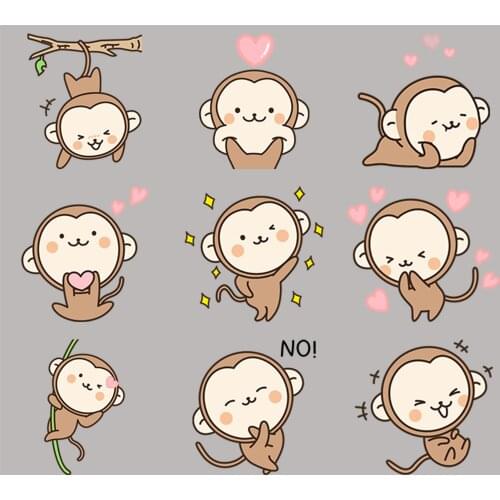 24 funny little monkey anime funny scrapbook stickers for kids, DIY laptop suitcase skateboard motorcycle bike toy boy