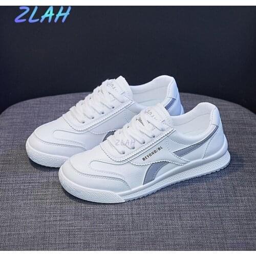 Womens Sports Shoes Zlah Fashion Womens White Shoes Casual and Comfortable Flat Sports Shoes Womens Vulcanized Shoes