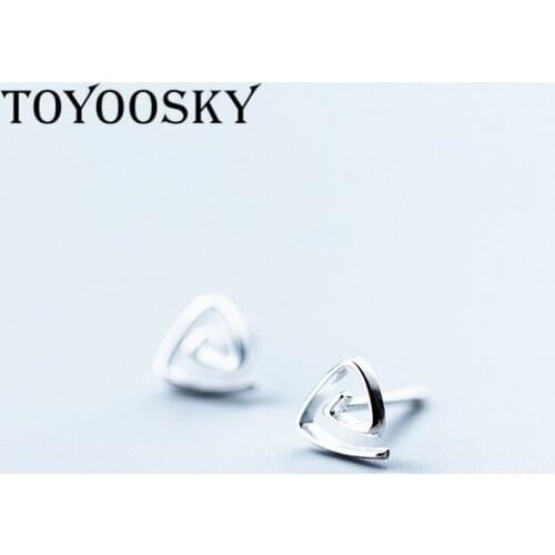 1 Pair 925 Sterling Silver Mini Earrings Women Fashion Screw Triangle Ear Studs Simple Personality Geometric Jewelry