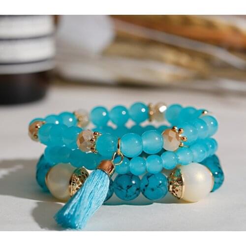 Boho Charm Beaded Bracelet Set For Women Ethnic Tassel Pendant Bracelets & Bangles Vintage Jewelry Femme