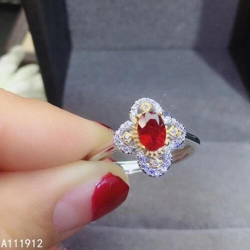 KJJEAXCMY fine jewelry natural Ruby 925 sterling silver new adjustable gemstone women ring support test luxury beautiful