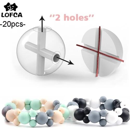LOFCA 15mm 20pcs/Lot 4holes Silicone Beads Food Grade Teether Round Beads Baby Chewable Teething Beads Silicone Teether For Diy
