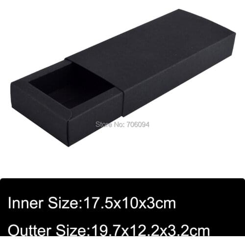 30pcs 19.7x12.2x3.2cm Black drawer paper box handmade Black gift box,Wedding party box,custom box logo