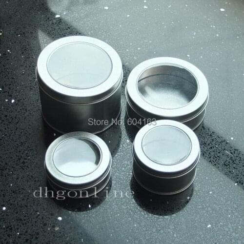 5 pcs Storage Case Container Round Tinplate Iron Tin Small Box Clear View Tins