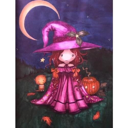 5D Diamond Painting Kits Full Round With AB Drill Cartoon Cute Little Girl Embroidery Mosaic DIY Home Decor