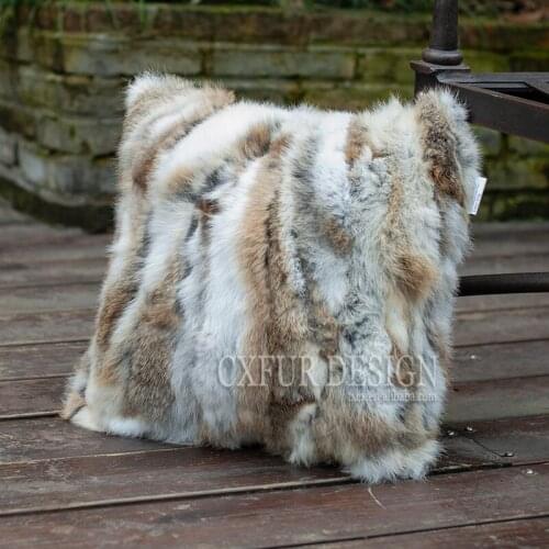 Free Shipping CX-D-17B Soft&Warm Real Rabbit Fur Patchwork Pillow Case~DROP SHIPPING