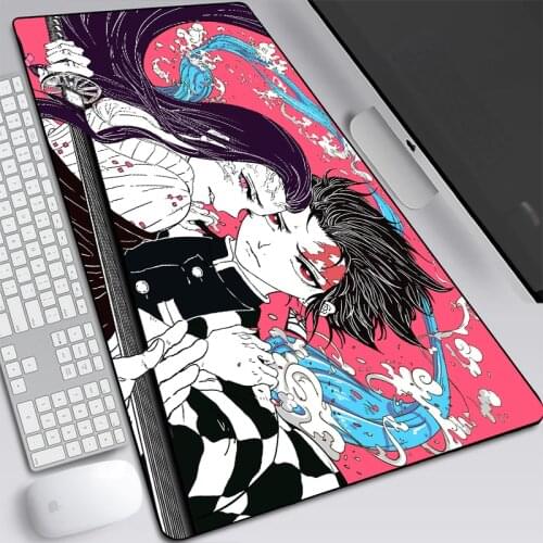 Large Anime Gaming Mouse Pad Demon Slayer Kimetsu No Yaiba Custom Otaku MousePad Cartoon XXL Keyboard Laptop Computer Office Mat