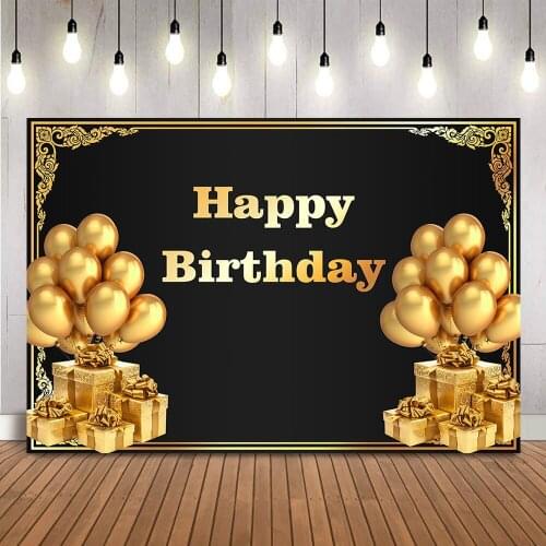 Gold Balloon Backdrop for Black Boy Birthday Party Decoration Gift Photozone Customized Poster Portrait Photo Background Studio