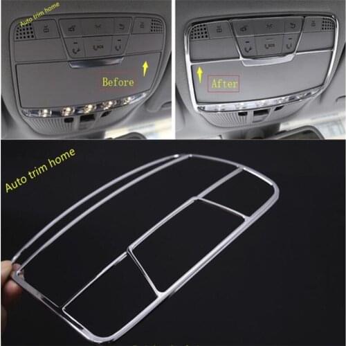 Lapetus ABS Chrome Roof Reading Lamp Lights Molding Garnish Cover Trim Fit For Mercedes Benz C CLASS W205 / GLC X253 2015 - 2018