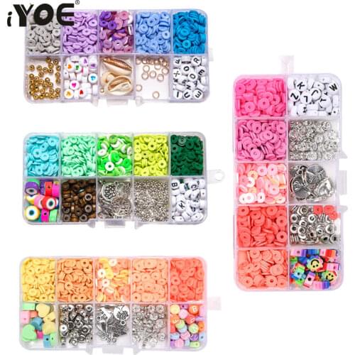 IYOE 6mm Flat Round Polymer Resin Clay Beads For DIY Bracelet Necklace Clay Chip Disk Loose Spacer Beads Jewelry Making Kit